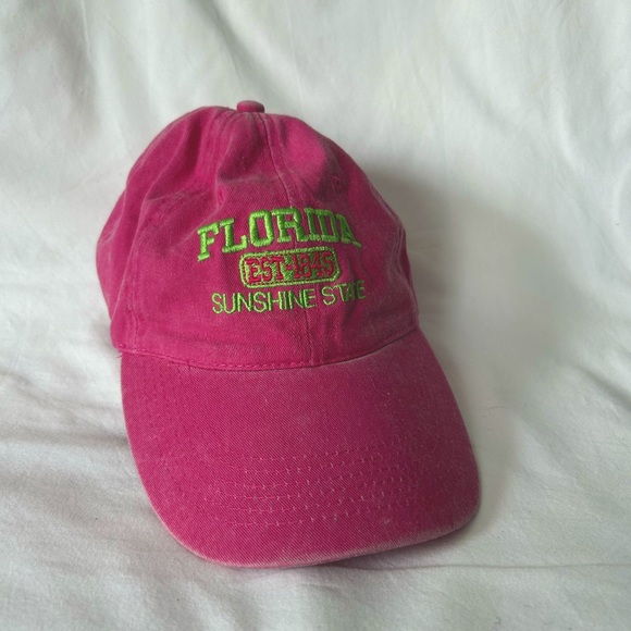 Outback America Hat Ball Cap 100% Cotton Adjustable Strap Pink Green Distressed - Picture 1 of 6